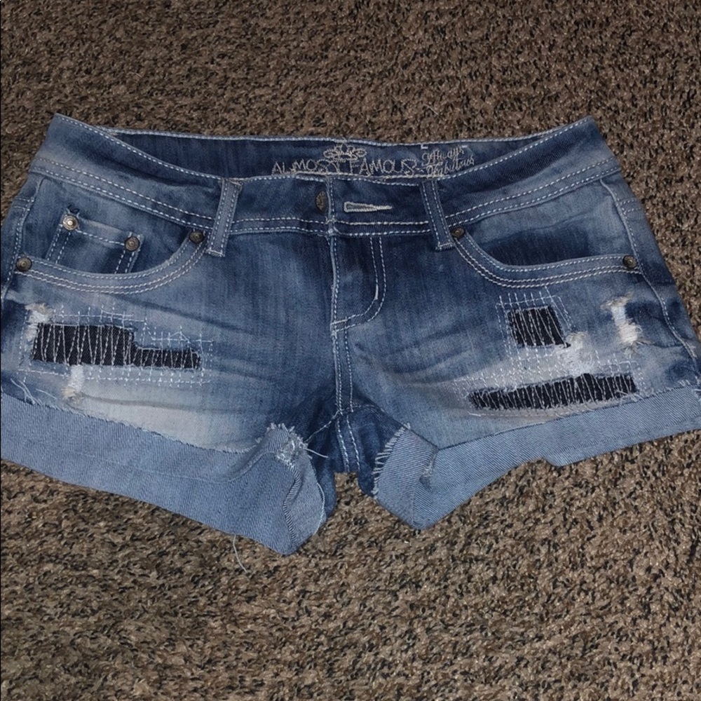 Almost Famous Women's Distressed Dark Blue Denim Shorts